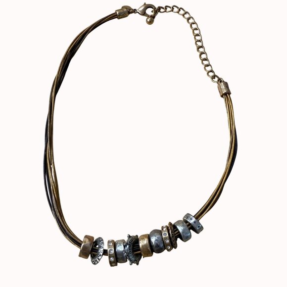 Chicos Multi-Strand Necklace With Mixed Metal Beads & Rhinestone - Picture 7 of 7